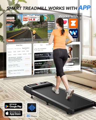 Walking Pad with 10% Incline, Walking Pad Treadmill 265lb Capacity, [Voice Control] Works with KINOMAP WELLFIT APP, 2.5HP Running Pad Small Treadmill for Home Office Apartment - Image 8
