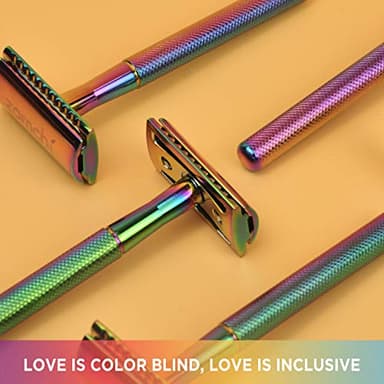 Safety Razor for Women,Safety Razor with 5 Blades,Women Razor with a Delicate Box,Free of Plastic (Stand Style Rainbow Razor) - Image 5