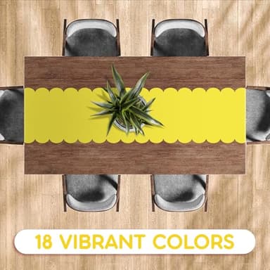 Yellow Plastic Disposable Table Runner. 5 Pack 14 x 108 inch. Scallop Table Runner Adds A Pop of Color To Your Party Table, by Swanoo - Image 5
