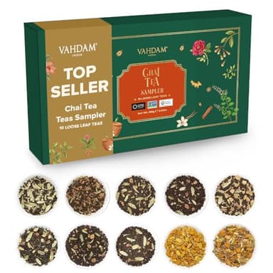 VAHDAM, Assorted Chai Tea Loose Leaf Tea Gift Set (10 Flavors) Gift Ideas for Women & Men | Indian Exotic Chai Tea Blends | Resealable Ziplock Pouch | Gifts for Him/Her - Image 1