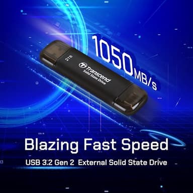 Transcend 256GB External SSD, Up to 1,050MB/s, Dual USB Flash Drive for iPhone&iPad&Mac, Windows&Android, Tablet&PC, Smart TV, USB 3.2 Gen 2 Thumb Drive Photo Stick, 2-in-1 Type C &Type A Memory Stick - Image 2