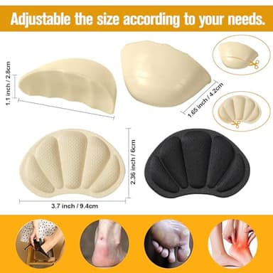 Shoe Filler Inserts for Loose Shoe, 2 Pairs of Toe Cushions & Heel Pads for Women and Men, Perfect for Shoes Too Big, Comfort Inserts for High Heels, Leather Shoes(Beige) - Image 3
