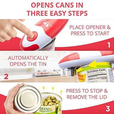 Kitchen Mama Auto Electric Can Opener: Open Your Cans with A Simple Press of Button - Automatic, Hands Free, Smooth Edge, Battery Operated, YES YOU CAN (Red) - Image 2