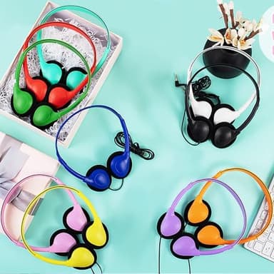 XOSDA Classroom Headphones Bulk 10 Pack Multi Color for Kids School, Wholesale Class Set Durable Earphones for Students Children Toddler Teens Boys Girls and Adult (LS04,10 Mixed) - Image 6