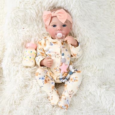 MYREBABY 17" Realistic and Cute Reborn Baby Girl Zoey Opened Her Eyes, Handmade Lifelike Reborn Doll, Advanced Painted Vinyl Gift Set for Kids Age 3+ - Image 4