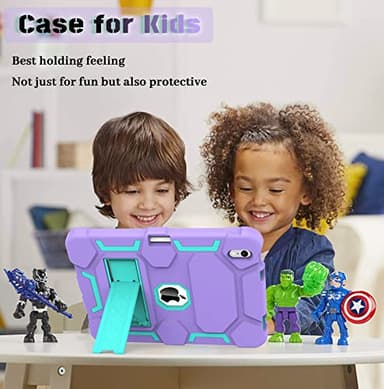 CCMAO Case for iPad A16 11th Generation 11 Inch 2025, iPad 10th Generation 10.9 Inch 2022, with Kickstand & Pencil Holder, Heavy Duty Shockproof Hybrid Protective Cover for Kids Girls, Purple+Green - Image 9