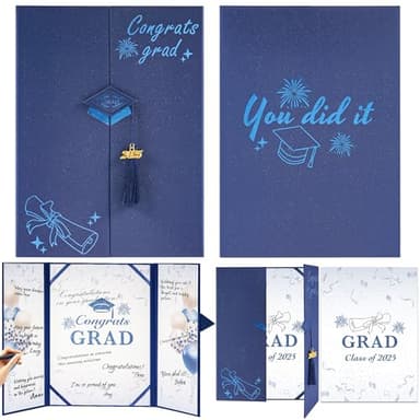 AYGXU Graduation Gifts-Graduation Guest Book 2025-guest Book for Graduation Party,Blue Autograph Book with Tassel Class of 2025 Graduate Party Decorations,Graduation Signature Guest Book - Image 1