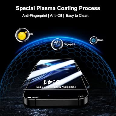 QHOHQ for iPhone 16 Screen Protector with Camera Lens Protector, [Military Grade Shatterproof], Top 9H+ Tempered Glass, Full Edge Coverage, Ultra Durable, with Easy Installation Tool [3+3 Pack] - Image 6