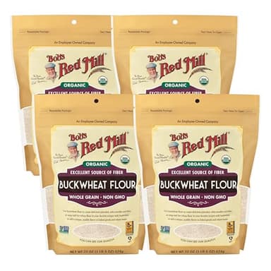 Bob's Red Mill Organic Buckwheat Flour, 22oz (Pack of 4) - Non GMO, Whole Grain, Vegan, Kosher