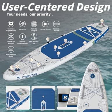 iTAOSTAR A02CP 35" Extra Wide Paddle Board, Stand Up Paddle Board with Seat, Stable Wide Inflatable Paddle Boards for Adults/Family/Youth of All Skill Levels - Image 4