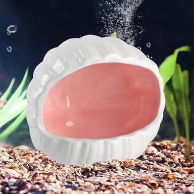 Ceramic Cave Shell Fish House - Small Animal Hideout for Hamsters, Gerbils, Chinchillas, Mice, Rats, and Syrian Hamsters(Pink Large - Image 7