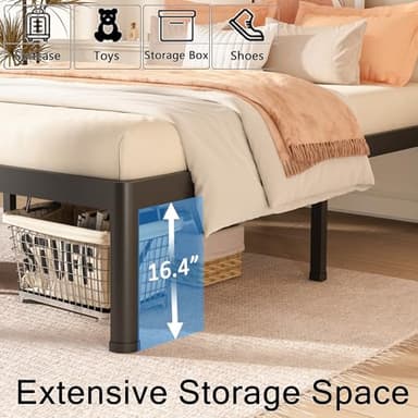 FUIOBYVV Queen Bed Frame with Round Corner Edge Legs 18 inch High 3500 lbs Heavy Duty Metal Platform Bed Frame Queen Size No Box Spring Needed/Non-Slip/Steel Slat Support/Noise Free - Image 5