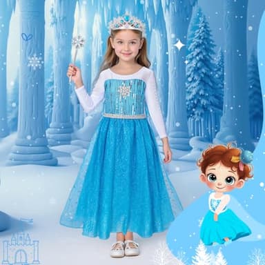 Meland Princess Dresses for Girls - Princess Costume with Long Cape for Girls Age 3-10 Year Old for Birthday Halloween Party - Image 5
