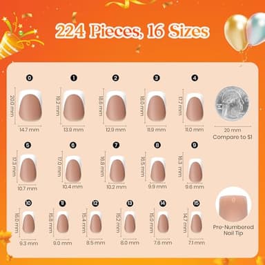 Beetles French Tips Press On Nails: 224 Pcs Brown French Tip Nails Short Squaval Fake Nail Tips,Soft Gel Nail False Nails,DIY Nail Art Salon Quality Manicure Gift For Women - Image 4