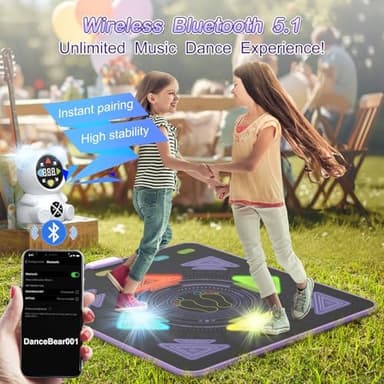Dance Mat for Kids, Rechargeable Dance Mats for Girls and Boys, Light-up Dancing pad Game with Wireless Bluetooth, Christmas Birthday Gifts Ideas for 3 4 5 6 7 8 9 10 11 12 Year Old Kids - Image 6