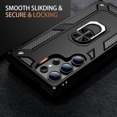 IKAZZ for Galaxy S25 Ultra Case,Military Grade Shockproof Heavy Duty Protective Phone Cover Pass 16ft Drop Test with Magnetic Kickstand Car Mount Holder Black - Image 2