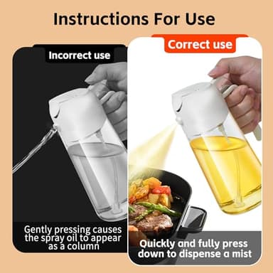 FXKJGHP Oil Dispensing, Oil Sprayer For Cooking, Oil Dispenser For Kitchen, 2 in 1 Olive Oil Dispenser And Oil Sprayer 16oz/470ml For Cooking, Kitchen, Salad, Barbecue(Beige) - Image 4