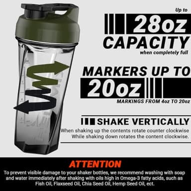 HELIMIX 2.0 Vortex Blender Shaker Bottle Holds upto 28oz | No Blending Ball or Whisk | USA Made | Portable Pre Workout Whey Protein Drink Shaker Cup | Mixes Cocktails Smoothies Shakes | Top Rack Safe - Image 5