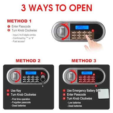 3.4 Cuft Large Safes for Home Use Fire and Water Proof, Anti-Theft Digital Security Safe Box With Programmable Keypad & Spare Keys, Home Safes Water and Fireproof for Documents Money Valuables - Image 5