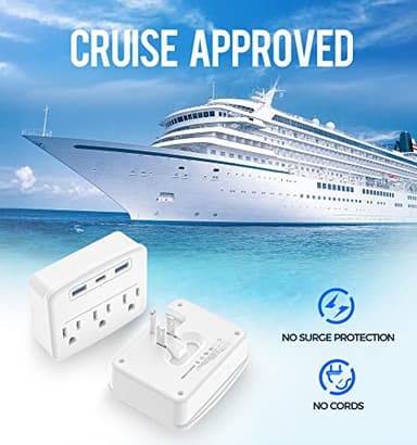 Puveini Cruise Power Strip Foldable Plug Non Surge Protector with USB C Outlets 3.4A Total, Cruise Ship Essentials, 2 Prong to 3 Prong Outlet Adapter, Japan Plug Adapter - Image 3