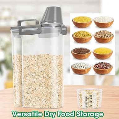 TBMax Rice Storage Container 3 to 5 Lbs - Small Cereal Oatmeal Flour Container with Easy Pouring Spout & Cup, Portable Pet Dog Cat Food Dispenser for Small Spaces, Travel, or Daily Use - Image 8