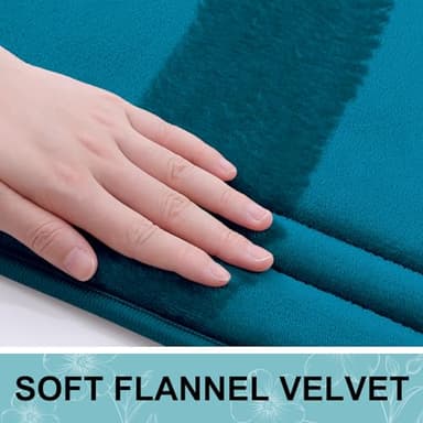 Grandaily Memory Foam Bath Mat Rug 24x16, Ultra Soft, Non-Slip and Absorbent Bathroom Rugs, Machine Wash Dry, Comfortable Bath Carpet for Bathroom Floor, Tub and Shower, Peacock Blue - Image 3