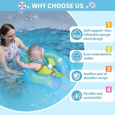 Free Swimming Baby Inflatable Baby Float with Sun Canopy Size Improved Infant Pool Floaties Swimming Pool Toys for The Age of 3-36 Months (Blue, Large) - Image 4