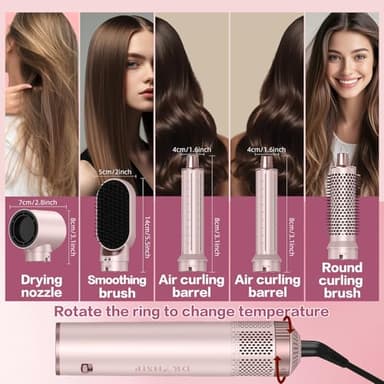 AVENHO 5 in 1 Hot Air Brush - Blow Dryer Brush & Air Curling Wrap Styler with Negative Ion Technology, Hair Dryer Brush for Drying, Curling, Straightening & Styling, Professional Hair Styling Tools - Image 7