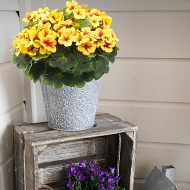 FAICOIA 2 Pcs Artificial Geraniums for Outdoor Silk Geranium Flowers Yellow Artificial Geranium Bush Faux Flowers Geraniums Branch for Garden Patio Grave Cemetary Vase Table Centerpiece Indoor Decor - Image 7