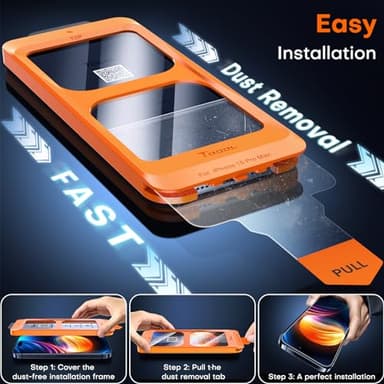 TOCOL for iPhone 15 Pro Max Screen Protector 9H Hardness Military Grade Shatterproof HD Tempered Glass for Full Coverage Easy Installation 2 Pack - Image 2