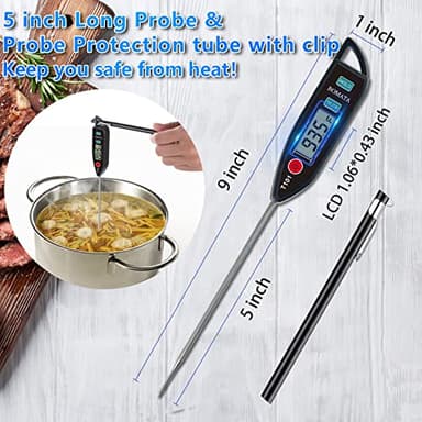 BOMATA Digital Water Thermometer for Water, Liquid, Candle and Cooking. Instant Read Food Thermometer Waterproof IPX7 with Long Probe for Cooking, Meat, BBQ! T101 (Black Color)… - Image 4