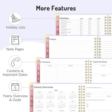 Jul 2025 -Dec 2026 Planner, Forvencer Academic Planner 2025-2026, 18 Month Daily Planner, 8.5" x 11", Weekly & Monthly Agenda Book, Hardcover Calendar Book, School Supplies for Student,Pink - Image 5