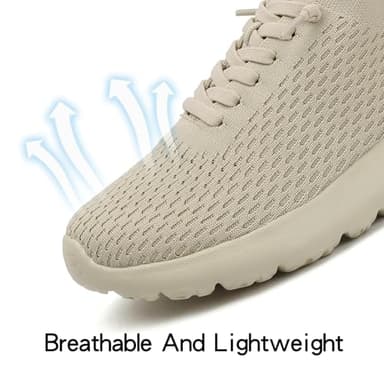 Women's Ultra Soft Walking Shoes Comfortable Breathable Cushioned Sneakers for Running Gym Tennis and Travel Beige - Image 7