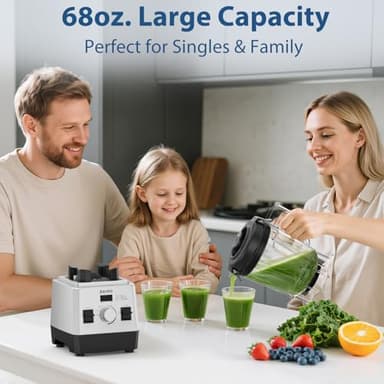 Aeitto Blenders for Kitchen with 68Oz. Large Capacity, 1800W Max Power Smoothie Blender, 3 Preset Programs & 7 Speeds, Professional Countertop Blender for Smoothies, Ice Crush, Frozen Drinks, Silver - Image 3