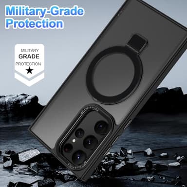 Casehas for Samsung Galaxy S22 Ultra Case,with Magnetic Invisible Stand [Military Drop Protection] [Compatible with MagSafe] Shockproof Slim Translucent Anti-Slip, Black - Image 8