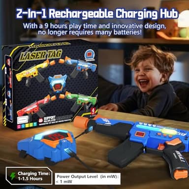 inodoo Rechargeable Laser Tag Guns Set of 4 with LED Digital Multi-Functional Vests Birthday Gifts Toys for Kids Boys Girls 8 9 10 11 12+ Years Old Christmas - Image 5
