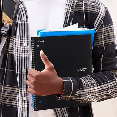 Five Star Spiral Notebook + Study App, 5 Subject, College Ruled Paper, 8-1/2" x 11", 200 Sheets, Fights Ink Bleed, Water Resistant Cover, Black (72081) - Image 2