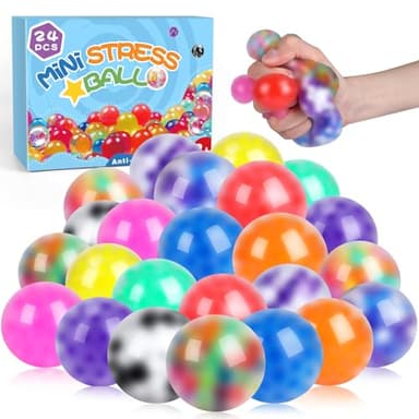 24Pack Stress Balls, Squishy Ball, Squishy Squeeze Balls Bulk Fidget for Adults, Stress Relief Balls, Party Favors, Birthday Gift, Goodie Bag Stuffers - Image 1