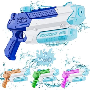 WOLKEK Water Guns for Kids Adults, 4 Pack 400CC Long Range High Capacity Squirt Guns Toy, Pool Toys Water Toys for Swimming Pool Beach Sand Outdoor, Summer Gifts for Boys Girls - Image 8
