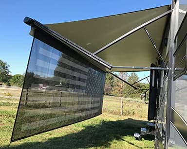 Tentproinc RV Awning Sun Shade Screen 8' X 20' 3'' (American Flag) Black Mesh Sunshade Camper Trailer Awning Shade Screen UV Blocker Completed Kits - Image 2