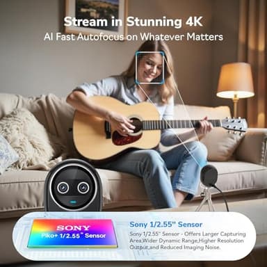 EMEET Piko+ Webcam 4K, World's 1st Dual-Camera AI-Powered 4K Webcam, 1/2.55'' Sony Sensor, 3 Mics&3 Sound Modes, Panda Magnetic Privacy Cover, USB C-C&C-A, Ideal for Livestreamers and Content Creators - Image 3