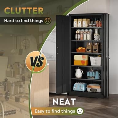 DEVAISE Metal Garage Storage Cabinet with 2 Doors and 5 Adjustable Shelves, 71'' Black Lockable Steel File Cabinet for Garage, Home, Office, Shool, Gym - Image 7