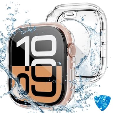 Tensea (2 in 1) for Waterproof Apple Watch Screen Protector Case Series 11/10 46mm Accessories, 360 Front and Back, iWatch PC Face Cover with Tempered Glass for Women Men, 46 mm - Image 1