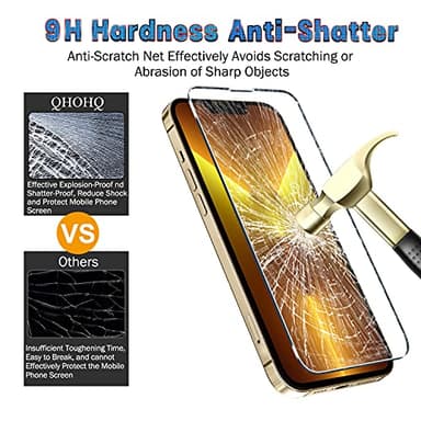 QHOHQ 3 Pack Screen Protector for iPhone 13 Pro 6.1 Inch with 3 Pack Tempered Glass Camera Lens Protector, Ultra HD, 9H Hardness, Scratch Resistant - Case Friendly [Not fit iPhone 13 Pro Max 6.7"] - Image 7