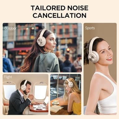 FIO MOTUS Noise Cancelling Headphones: Wireless Over Ear Bluetooth Headphones with 130H Playtime - Hi-Res Sound Custom EQ via App Deep Bass Comfort Fit Ear Cups for Travel Home Office - Image 3