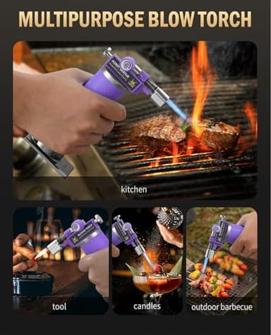 RAVS Butane Torch, 2 Flame Mode Soldering Torches, Kitchen Torch with Adjustable Flame, Industrial Soldering Torches for DIY, Brazing, Welding, Resin Art, Purple Mini Torch, Butane not Include - Image 4