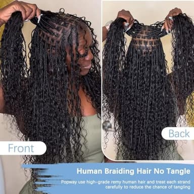 Human Braiding Hair for Boho Braids 150g 6 Bundles/Pack 20 Inch Deep Wave Bundles Human Hair Curly Boho Hair for Braiding 12A Bulk Braiding Hair Wet and Wavy Natural color - Image 6