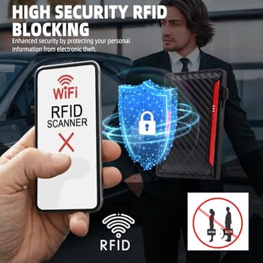 Sovirose Minimalist Mens Wallet, RFID Blocking Wallet for Men, Slim Bifold Money Clip Card Holder - Carbon Fiber - Image 5