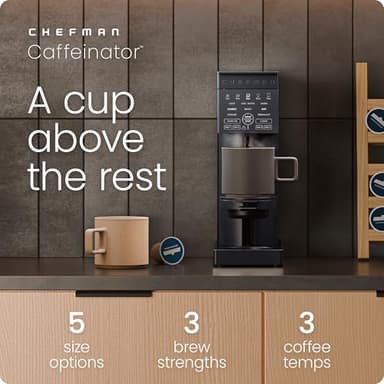 Chefman Caffeinator Single Serve Coffee Maker, K-Cup & Grounds, Programmable Drip Coffee Machine with Brew Strength Settings, Iced Coffee Function, 48 oz. Removable Water Reservoir - Midnight - Image 2