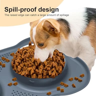 ALTANIM Slow Feeder Dog Bowls, Slow Down Eating, Non Skid Silicone, Non Spill Drinking, Food and Water Bowl, Small Medium Breed Dogs, Cat Dishes, Dishwasher Safe (Grey, M) - Image 4